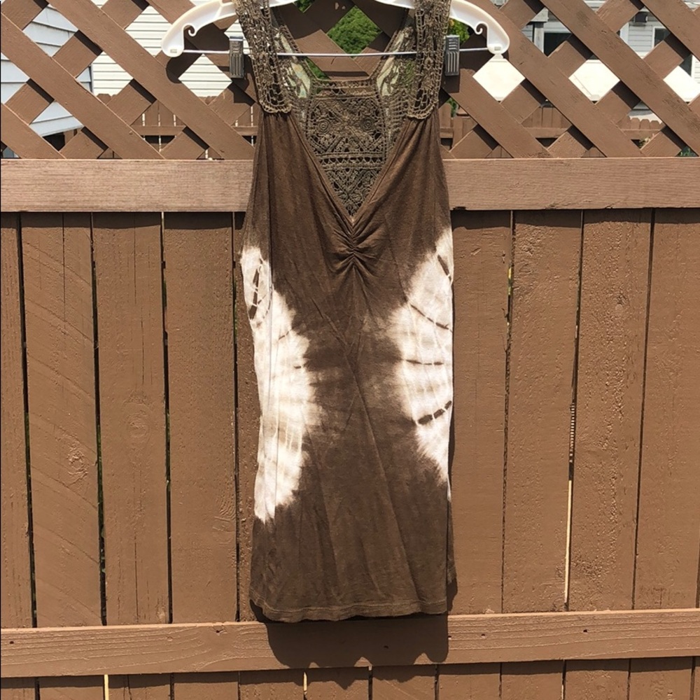 Charlotte Russe Hunter Green and Lace Tank